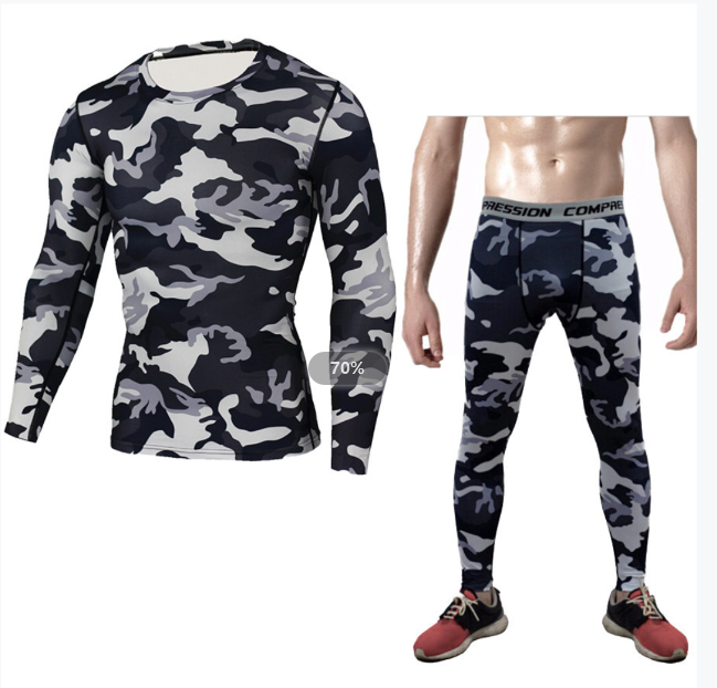 Camouflage Compression Baselayer Set Sports Compression Set Long Sleeve T-Shirt Tights Exercise Clothes Workout Bodysuit Fitness Suits For Men