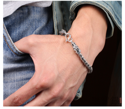 S925 silver bold domineering men's faucet bracelet