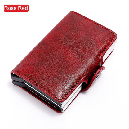 Rfid Wallet PU Crazy Horse Leather Men Mini Money Clip Credit Card ID Holder