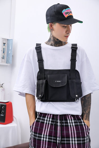 Wild INS net red with the function KANYE WEST upper body tactical eat chicken multi-pocket vest pocket chest bag